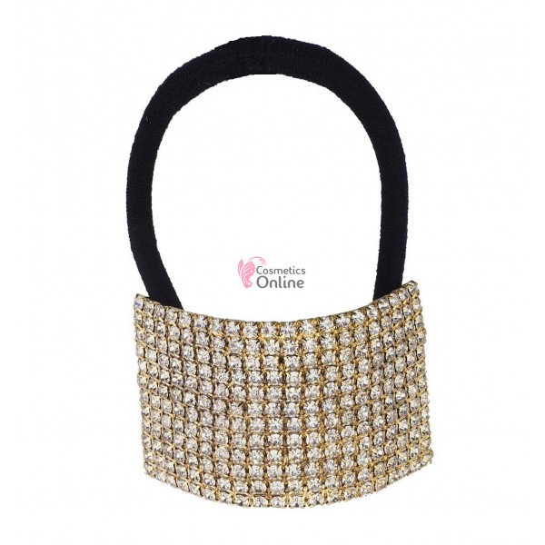 Inel pentru prins parul din metal model DMX06EE, Auriu cu cristale